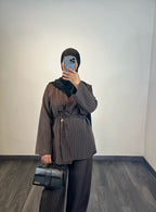 Ensemble blazer rayures, couleur marron