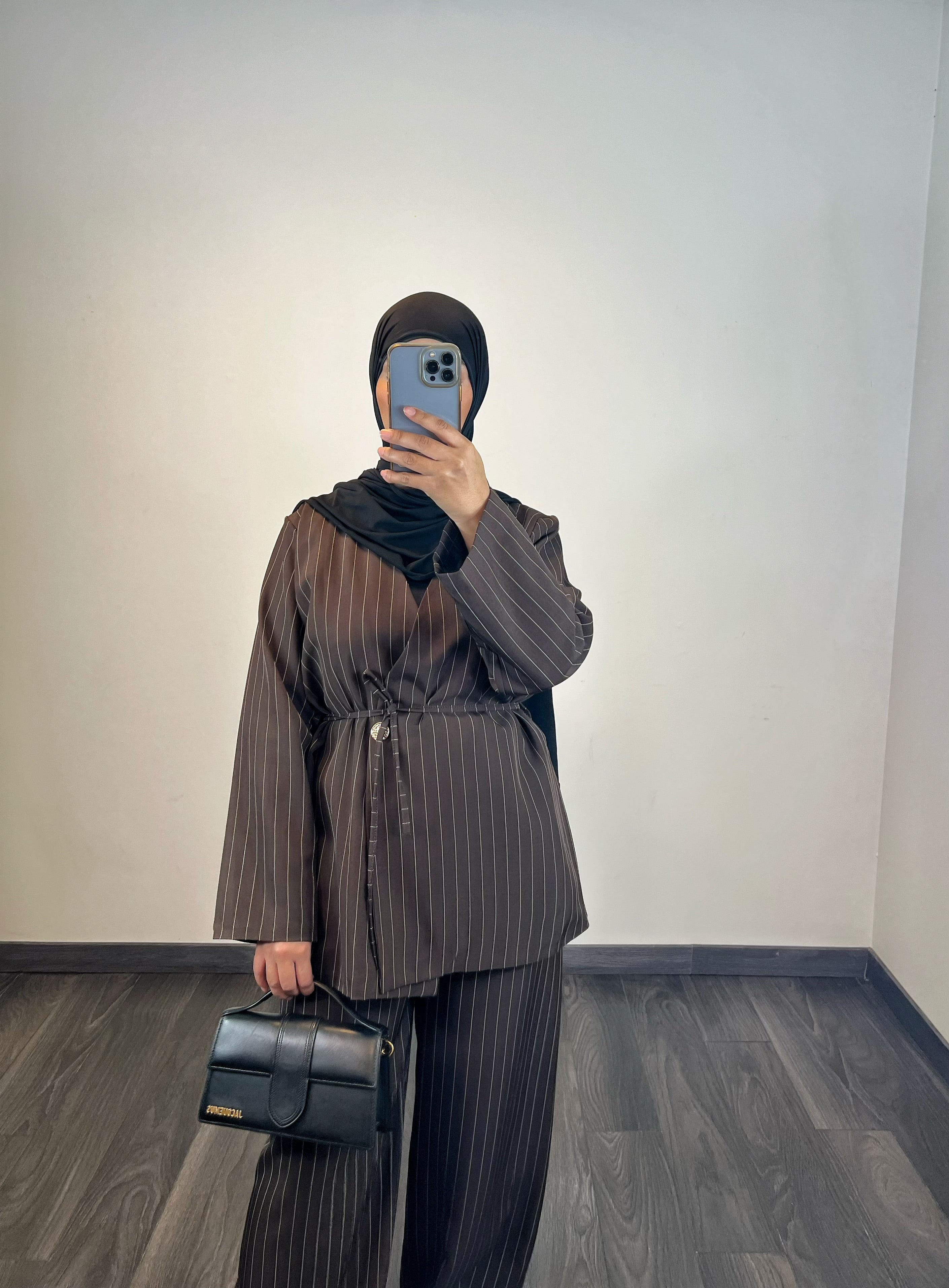 Ensemble blazer rayures, couleur marron