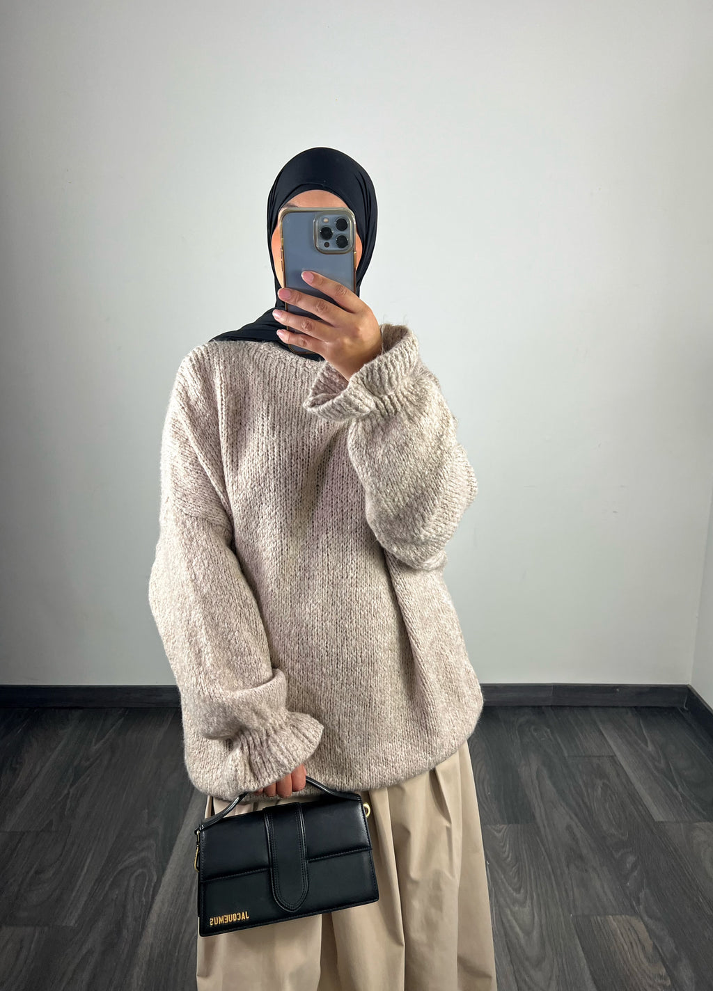Pull oversize, couleur taupe