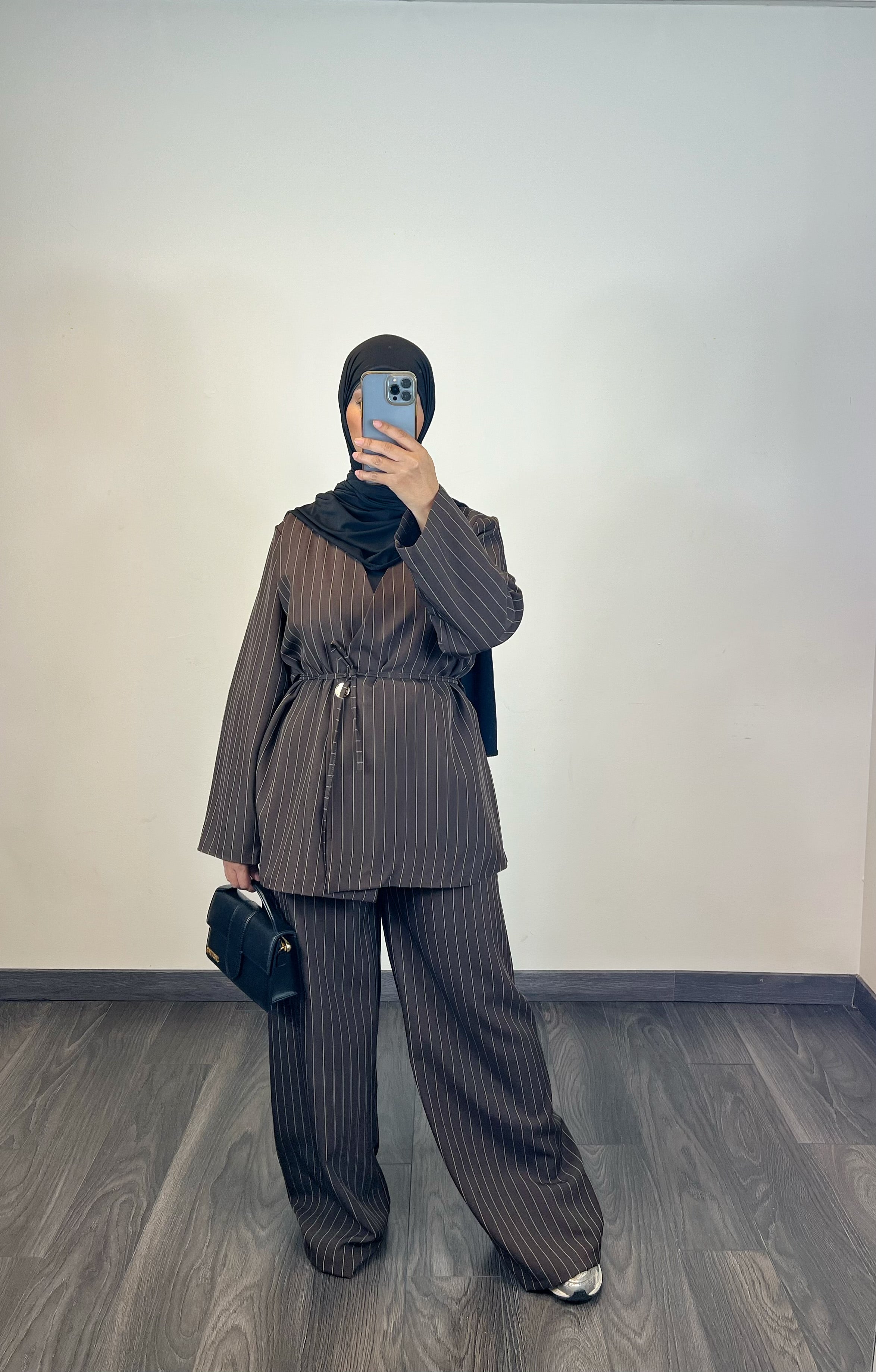 Ensemble blazer rayures, couleur marron