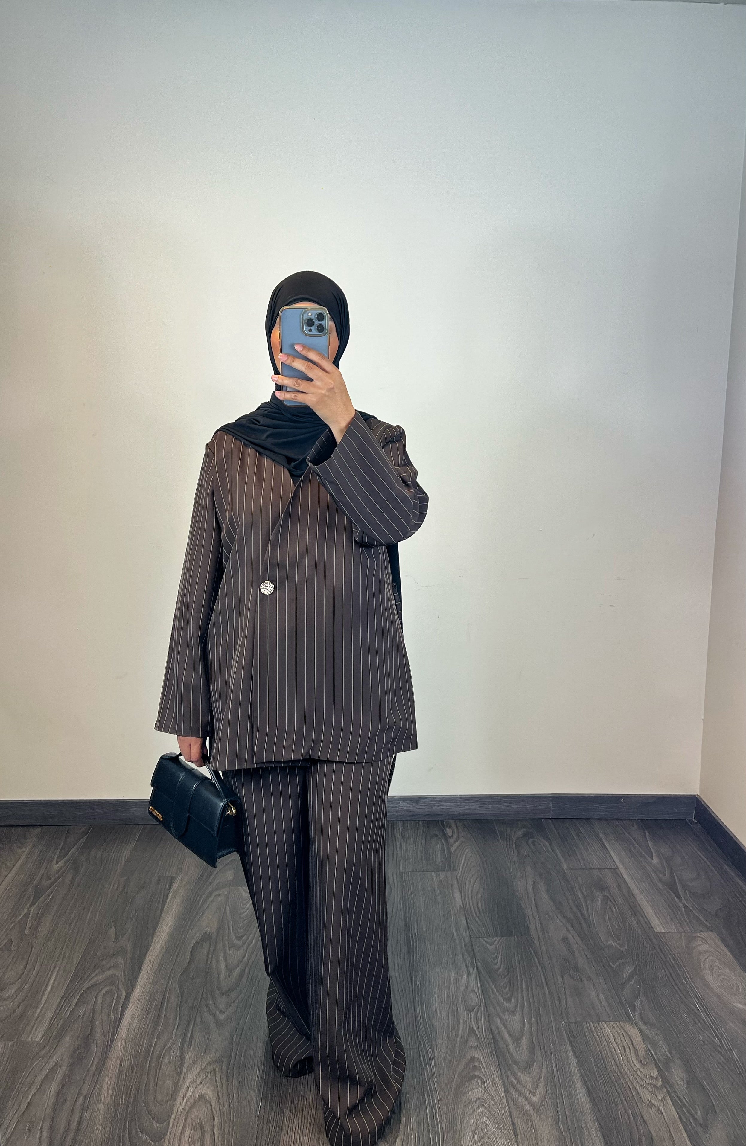 Ensemble blazer rayures, couleur marron