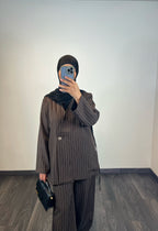 Ensemble blazer rayures, couleur marron