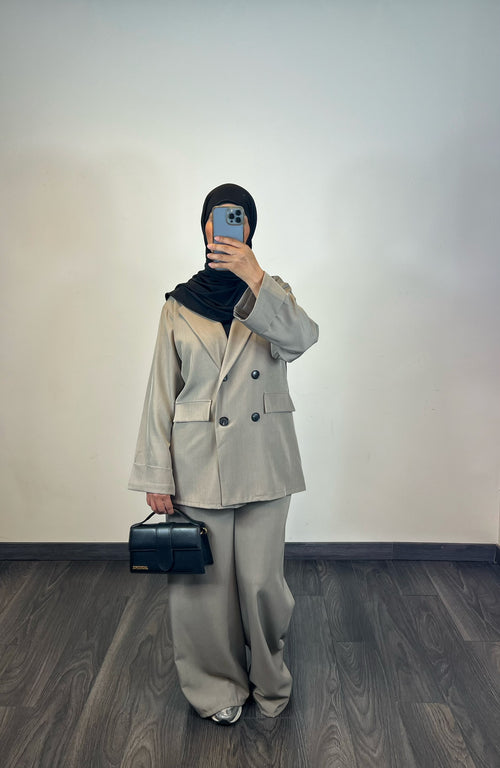 Ensemble blazer classique, couleur taupe