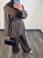Ensemble blazer rayures, couleur marron