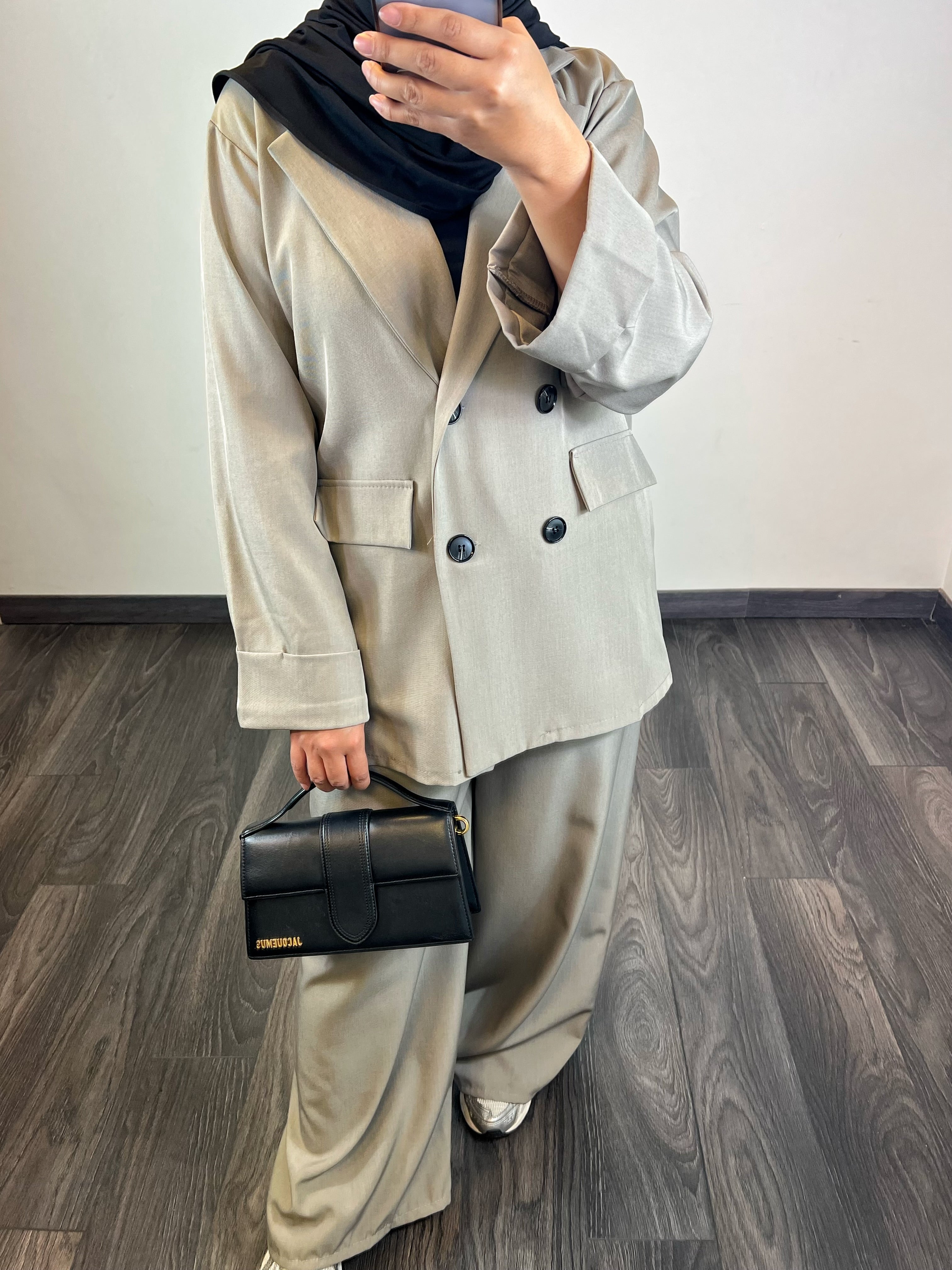 Ensemble blazer classique, couleur taupe
