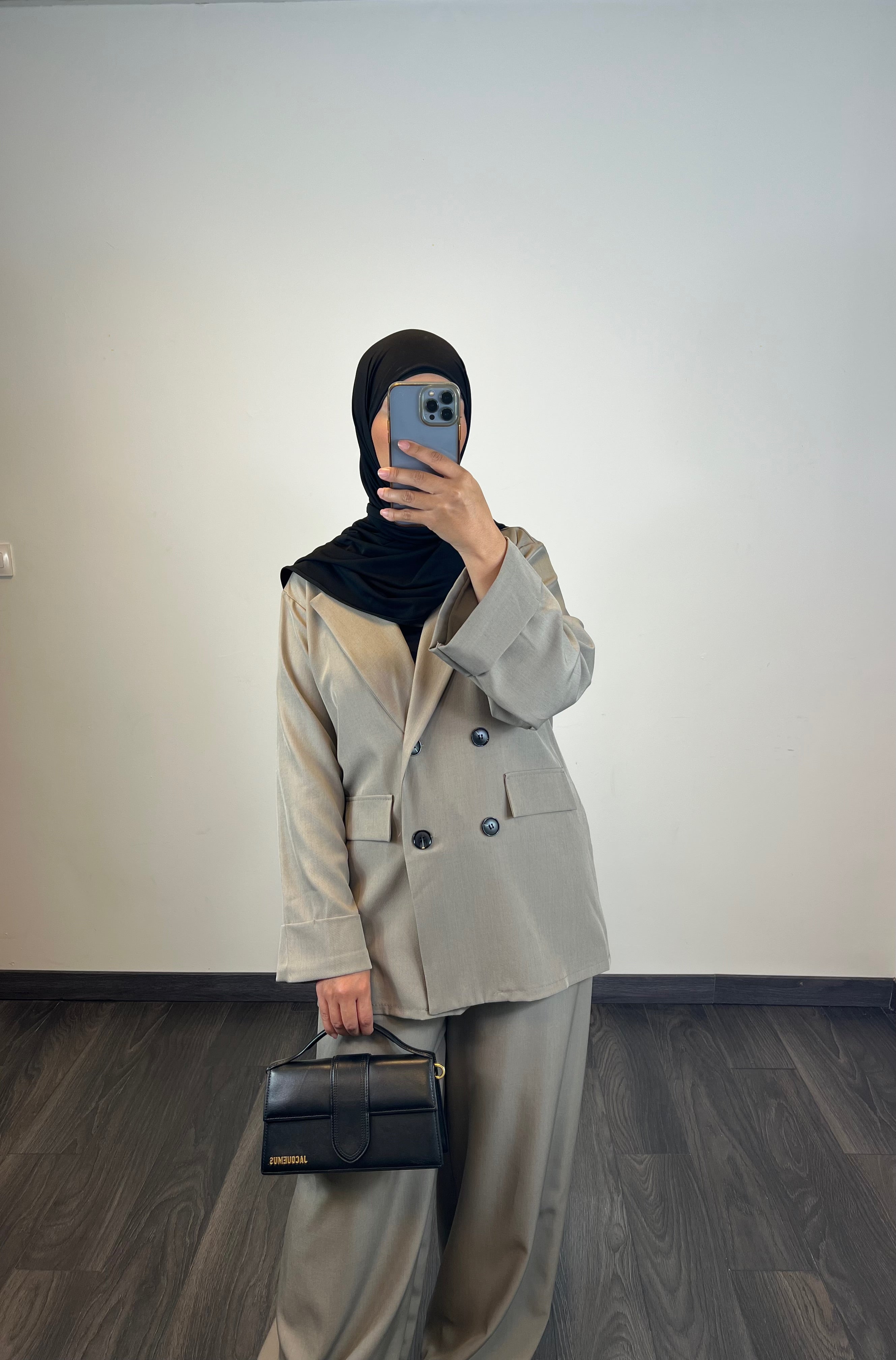 Ensemble blazer classique, couleur taupe