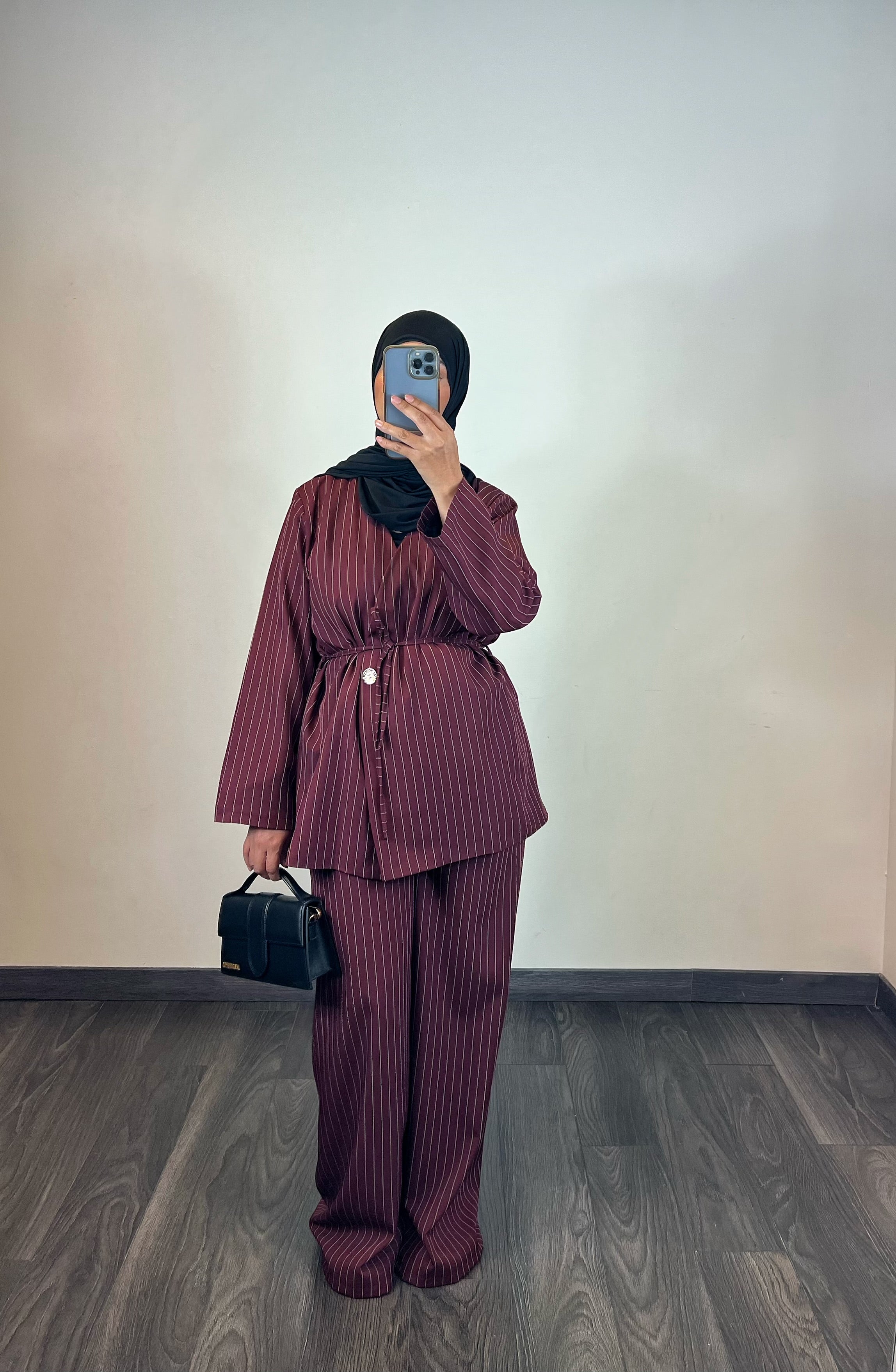 Ensemble blazer rayures, couleur Bordeau