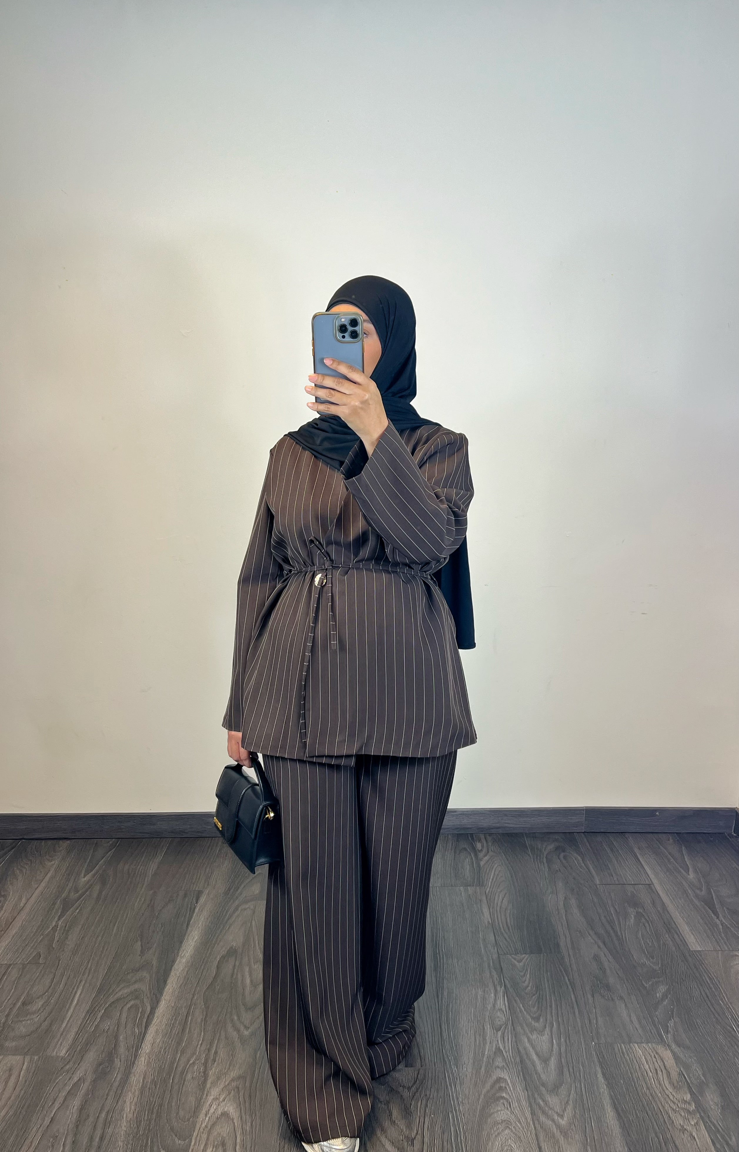 Ensemble blazer rayures, couleur marron